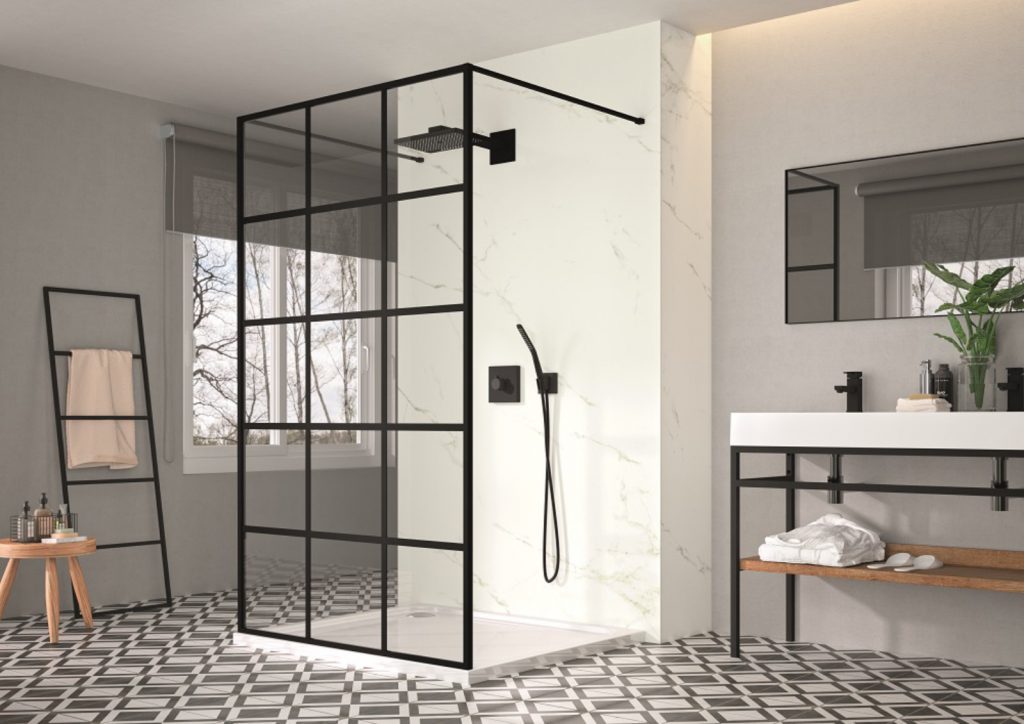 Merlyn Black Squared Double Entry Shower Panel Lr 1 | My Bathroom Specialist
